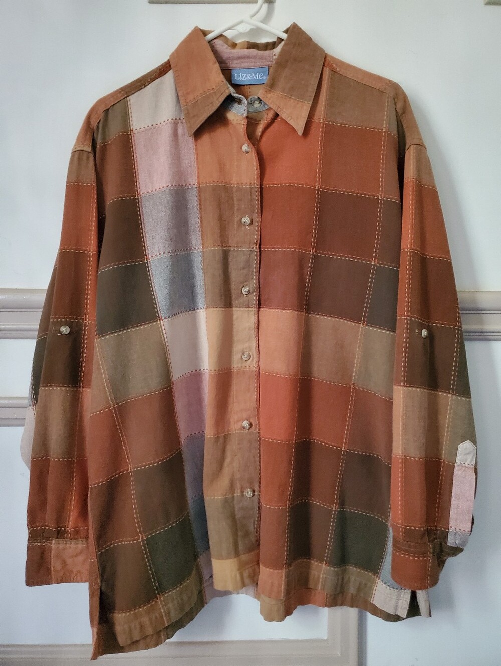 Oversized Autumn Patchwork Cotton Flannel Shirt, Liz & Me